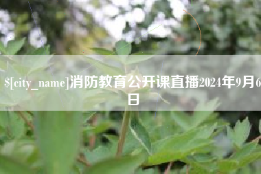 芜湖消防教育公开课直播2024年9月6日