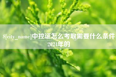 芜湖中控证怎么考取需要什么条件2024年的
