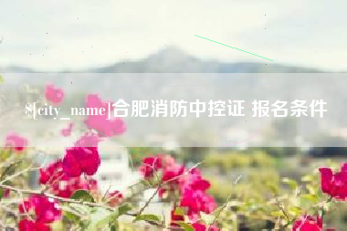 芜湖合肥消防中控证 报名条件